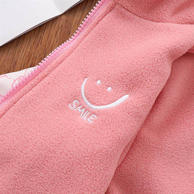 女童外套双面穿春秋2025新款儿童摇粒绒加绒上衣小女孩抓绒拉链衫