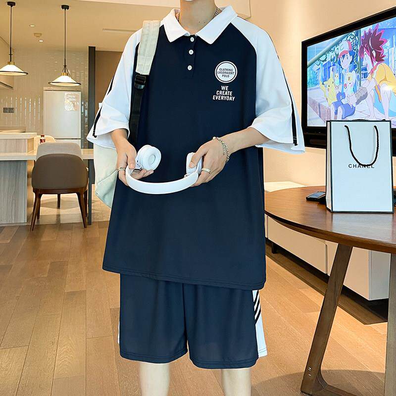 夏季短袖t恤男孩12-15岁青少年初中学生POLO衫13大童运动休闲套装