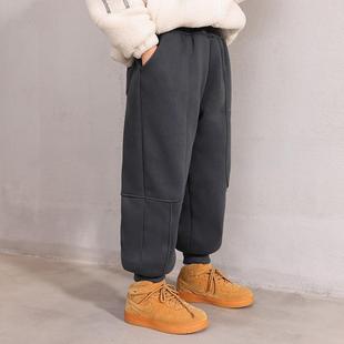 儿童三层夹棉裤保暖男童冬季加绒加厚裤子大童一条过冬运动裤冬装