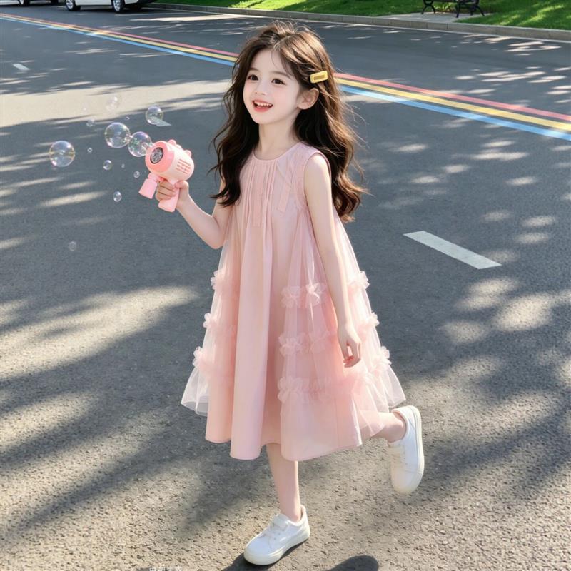 女童甜美公主裙夏季2026新款儿童粉色连衣裙超火裙子女孩夏装时尚