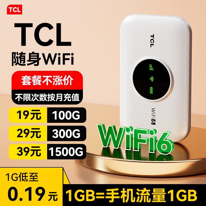 TCL2025新款随身wifi移动无线wifi无线无限速纯流量4g免插卡wilf宿舍租房车载宽带路由器家用便携随身wifi6
