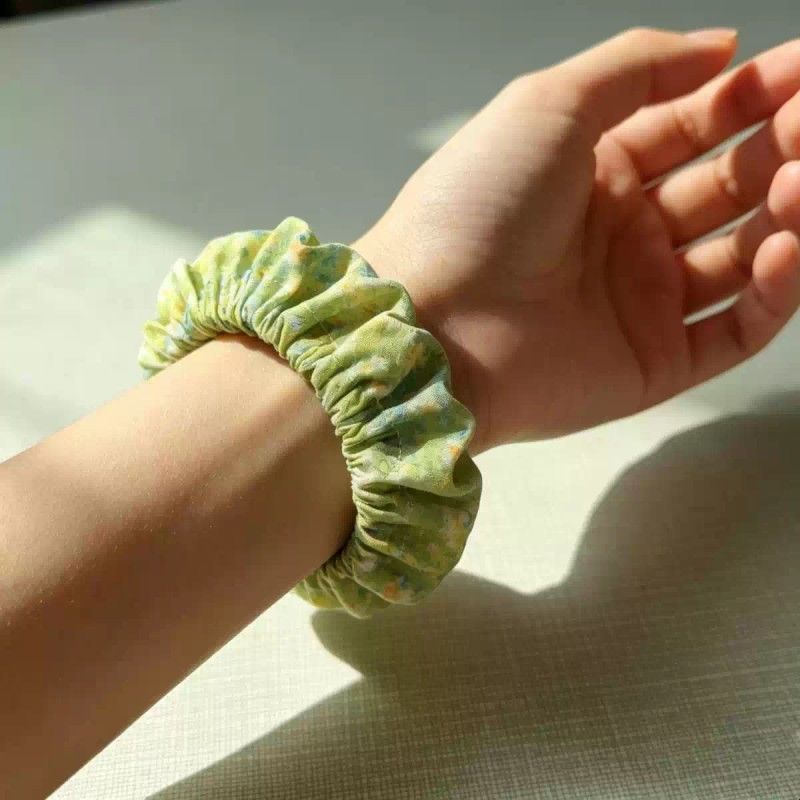 夏日清新绿色水墨画手镯保护套防盗防磨手作亦可当作发圈