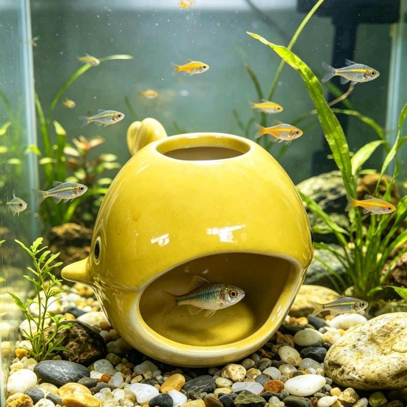 鱼缸造景陶瓷躲避屋鱼虾水族箱繁殖鱼窝孔幼鱼装饰摆件躲避屋