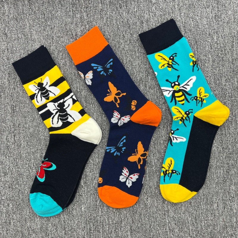 happy袜子新款男士中筒袜马年袜