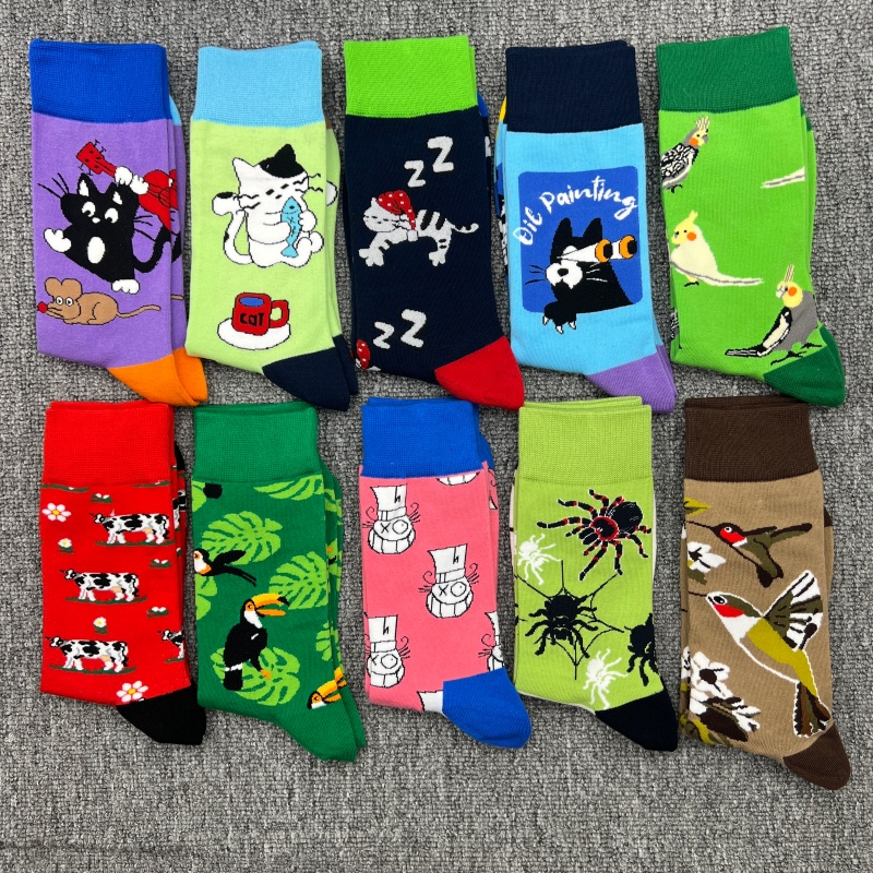 happy袜子男士中筒袜多巴胺潮袜