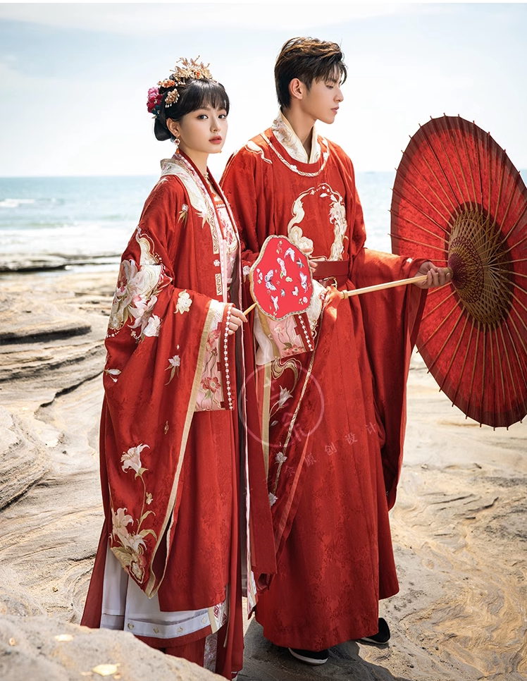 十三余小豆蔻儿[和合花开]大袖衫直领对襟长衫破裙婚服宋制汉服女