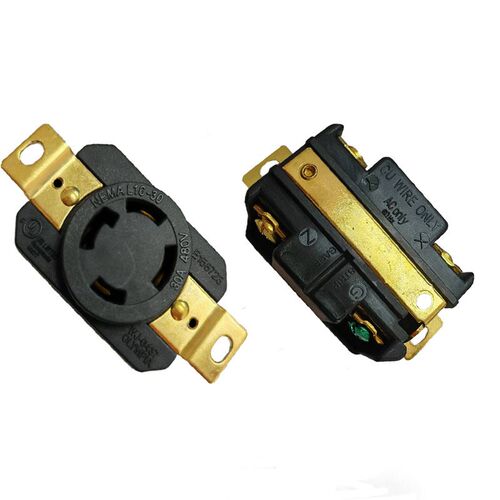 嵌入式电机插座NEMAL16-30R四孔防F松脱插座30A480V发电机插座