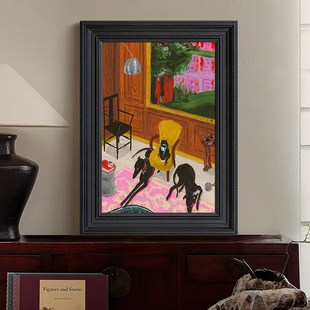 马蒂斯手绘油画h客厅玄关装 饰挂画中古 饰挂画抽象小众艺术动物装