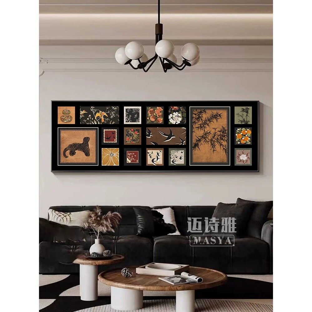 中古风客厅装饰画法式q复古沙发背景墙壁画横版大气主卧室床头挂,家居饰品,现代装饰画,淘宝优惠券,粉丝福利购,淘宝优惠卷