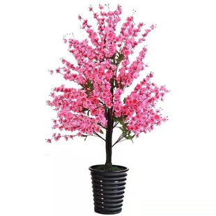 彷真桃花a树盆栽盆景客厅大堂摆饰摆件假桃树彷真桃树假树私人订