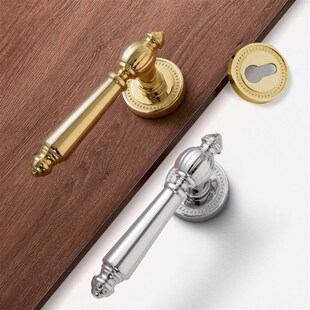 卧室门锁法式g复古门把手金亮银轻奢分体锁室内欧式家用双开木门
