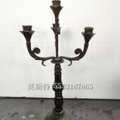 P家居软装 仿古工艺蜡烛台老式 复古作旧蜡台欧式 样板间摆设