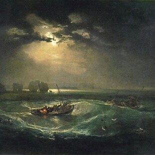 手绘临摹世界名画Tlurner透纳油画作品海上渔夫复制品怀旧海景油