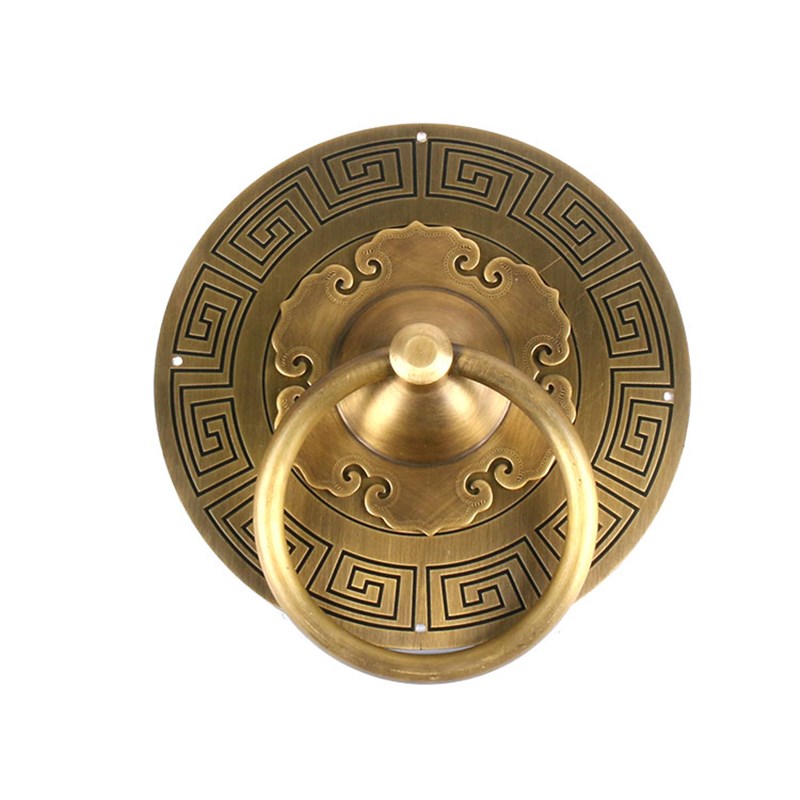 极速中式回纹f铜门环装饰大门拉手纯铜老式复古典全铜门把手仿古