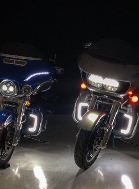 Ku哈雷旗舰滑翔护腿灯行车括号灯 CVO黑色腿包括弧灯U转向灯 5063