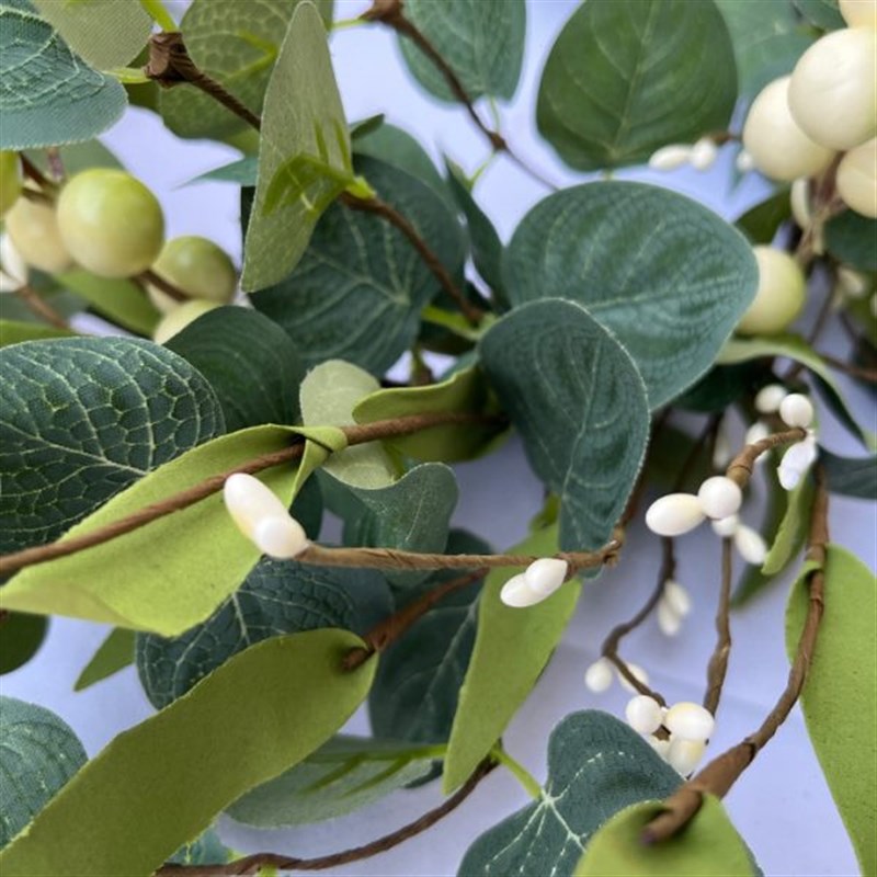 现货速发桉树花环m浆果金钱叶门挂尤加利叶门环家居橱窗壁挂装饰