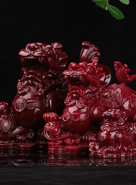 朱砂摆件招财进宝一对公母貔貅开风水玄关过摆件U客厅光摆件客厅