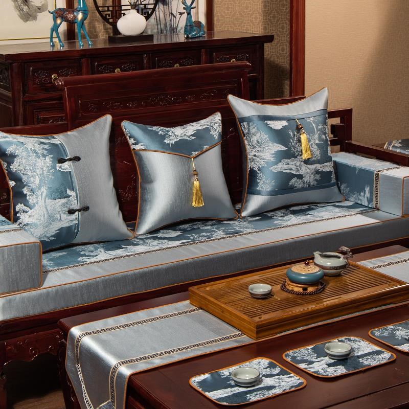 中式坐垫红木沙发垫套实木家具椅垫带靠背海绵圈椅靠W垫罗汉床垫