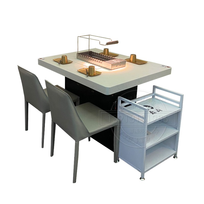 无烟烤串b火锅桌子自动翻转烤涮一体上下排烟电炭烤羊腿烧烤店商