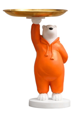 创意表白熊玄关钥匙收纳摆件托盘客厅桌I面电视柜家居软装饰品北