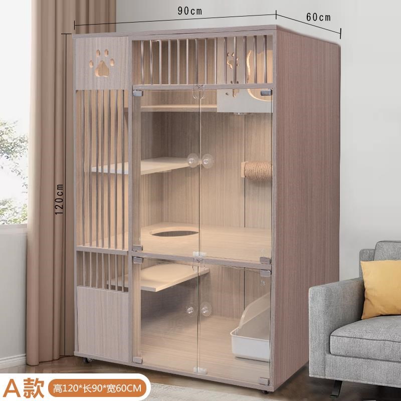 高档实木猫笼子别墅猫笼舍猫家y用猫别墅室猫内猫咪房子猫窝柜防