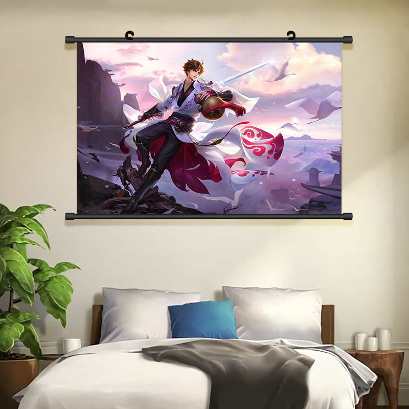 王者荣耀挂画李白小乔曜海报墙贴纸公孙离墙纸橘右京装饰画李信12