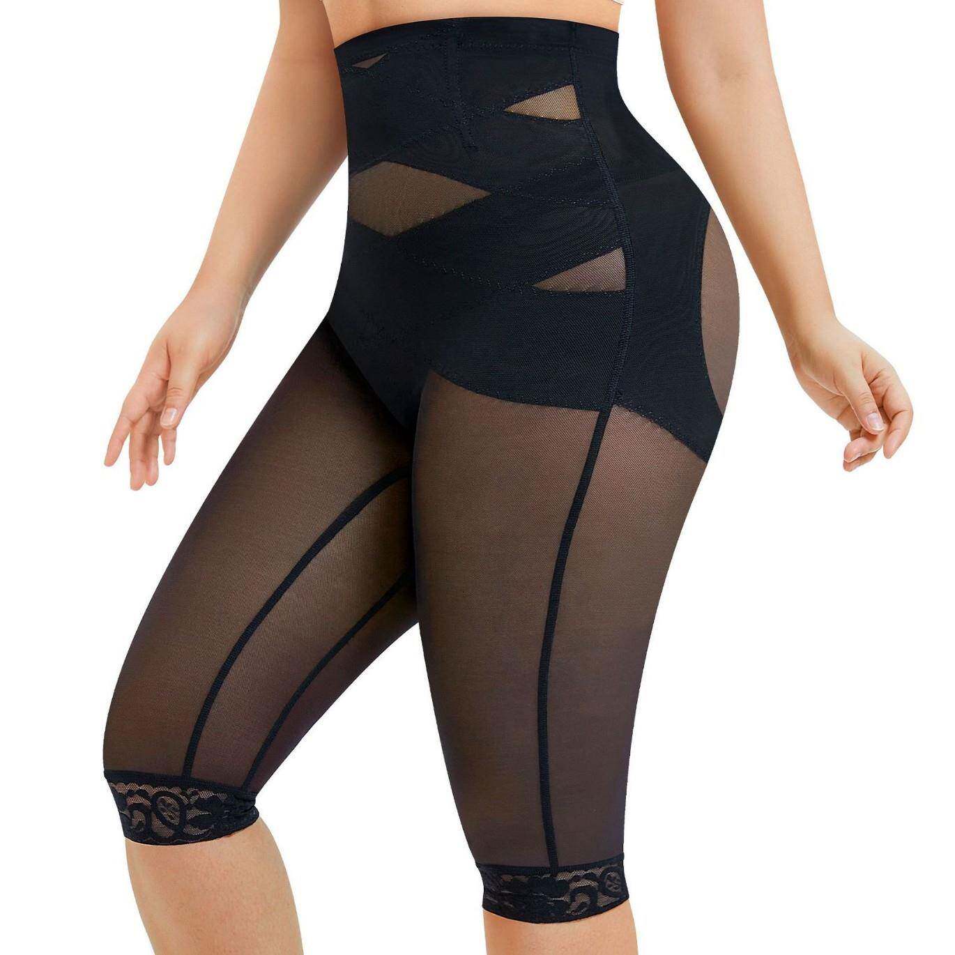 Women's Contrast Lace Sheer, Nylon Mesh High Waist Fit Smoot