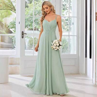 Convertible Chiffon Lace Open Back Spaghetti Straps Fo
