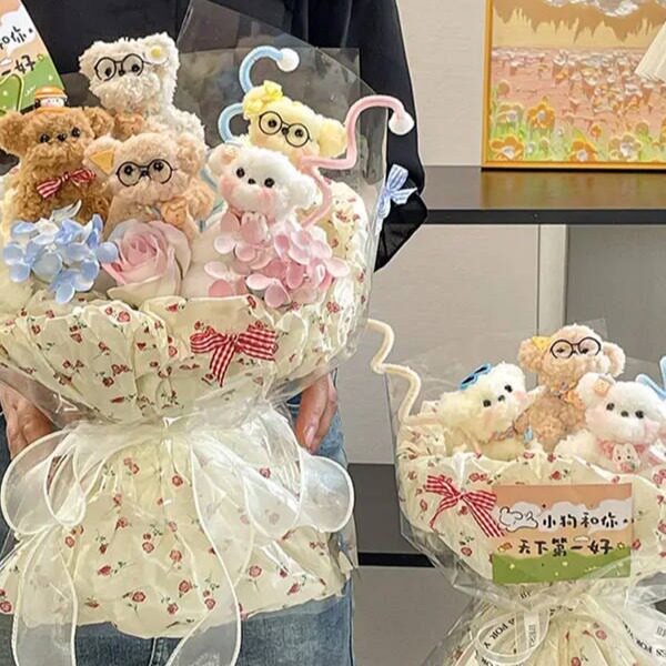 扭扭棒可爱手工小狗玩偶花束成品创意生日礼物女生送女孩闺蜜520