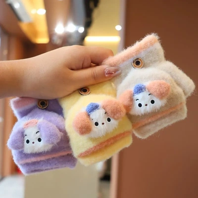 冬季儿童手套宝宝可爱卡通翻盖