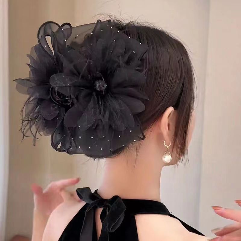 满天星花朵羽毛抓夹大号女2025