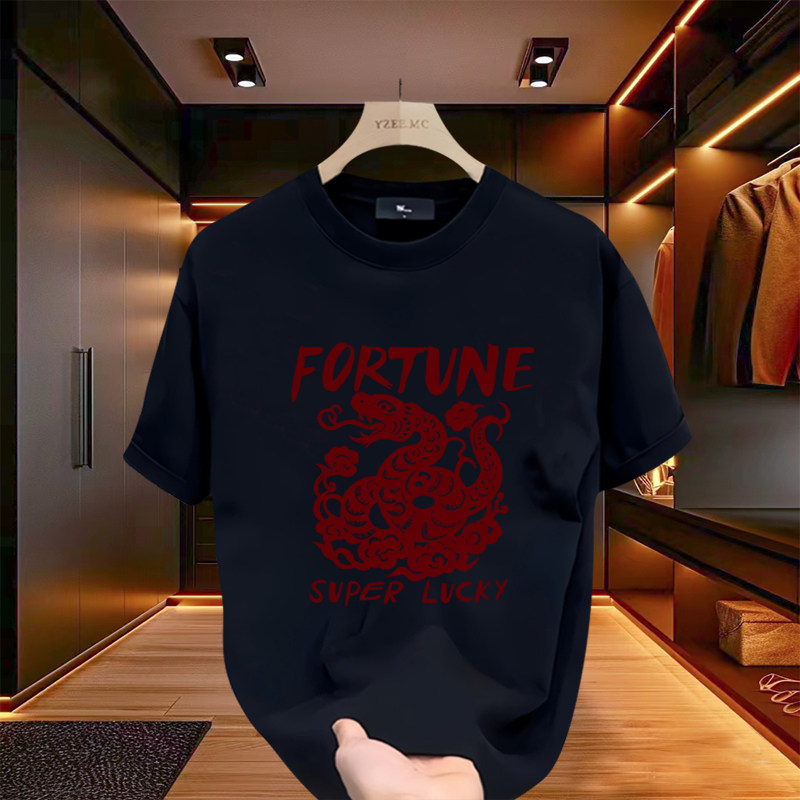 2026新款夏季男士重磅纯棉宽松圆领短袖T恤休闲时尚潮流大码上衣