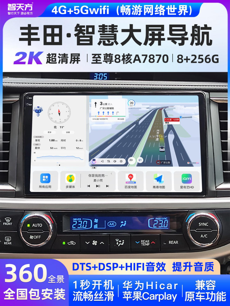 Подходит для автомобиля Toyota Camry Highlander RAV4 Rongfang Corolla Ralink с центральным управлением и навигацией на большом экране - все в одном устройстве Изображение 1