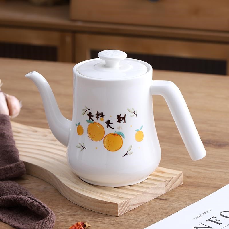 1斤装欧式田园h风家用厨房大号陶瓷油壶餐厅面馆大容量酱醋壶茶壶
