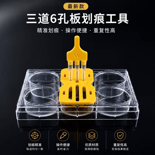 WHB三道6孔双道12孔细胞划痕工具细胞划痕伤口愈合实验插件神器