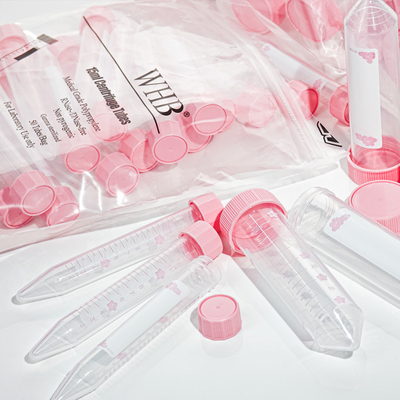 WHB粉色牡丹花离心管无菌无酶无热原15ml50ml带刻度锥底高品质医用无菌塑料离心管螺旋盖可耐高温辐照灭菌