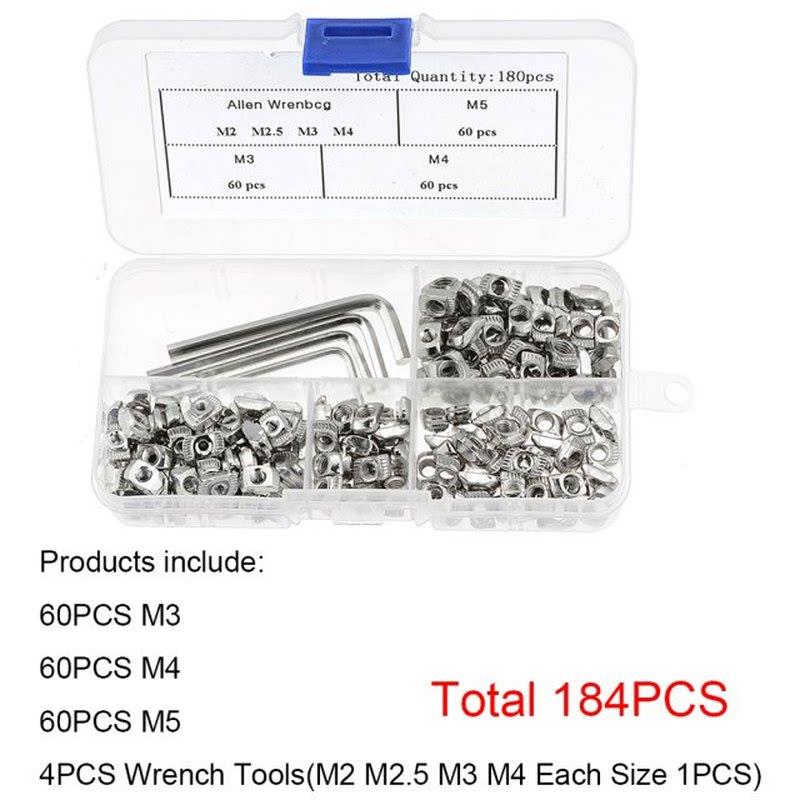 184PCS/Box T-Nut Set Hammer Head T Nut Kit M3 M4 M5 Connecto 鲜花速递/花卉仿真/绿植园艺 其它园艺用品 原图主图