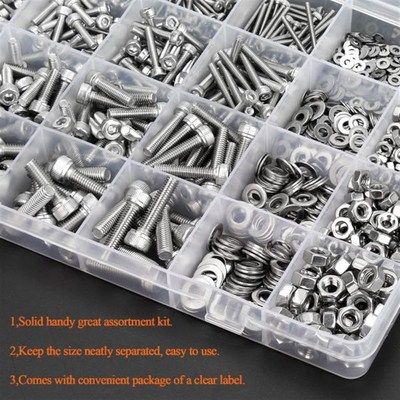 1280件 M2 M3 M4 M5 304不锈钢六角套筒盖Q公制螺丝螺栓垫圈螺母