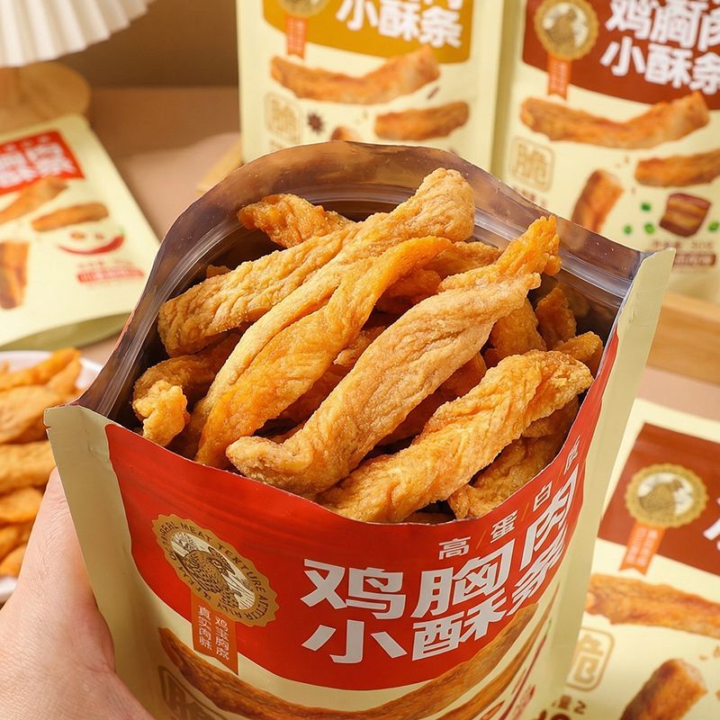 爆款鸡胸肉小酥条非油炸高蛋白酥脆健身办公室宿舍解馋零食小吃