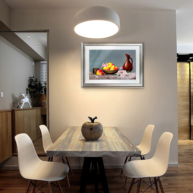 餐厅沙发背景墙挂画欧式现代简约风水果刺绣装饰画图片