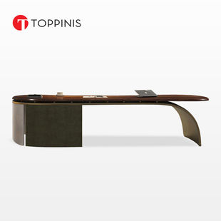 Toppinis意式 极简书桌轻奢现代设计师办公桌胡桃木书房书桌工作台