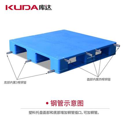 库达1010平板川字（置钢管）塑料托盘仓库货架防潮垫板叉车托盘