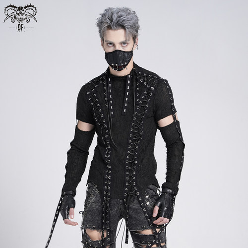 Devilfashion朋克高领树枝纹T恤