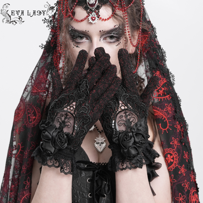 凹凸曲线亮光料哥特手套亚文化