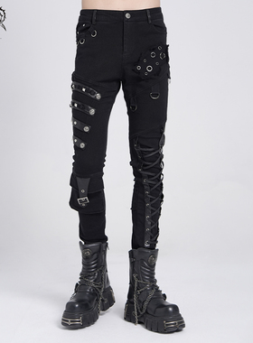 Devil fashion 蒸汽朋克牛仔裤休闲裤摇滚风潮牌长裤【PT100】