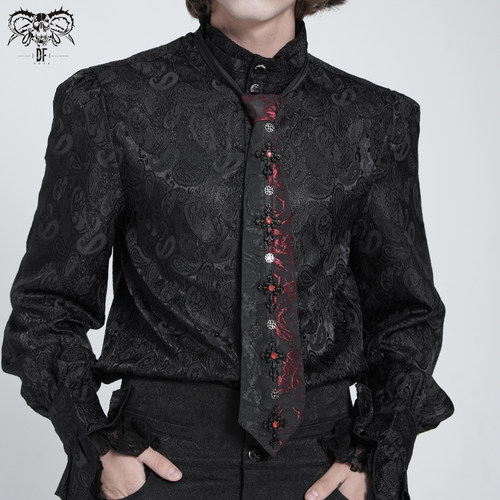 Devil fashion恶魔时尚 哥特玫瑰花提花领带【AS213】
