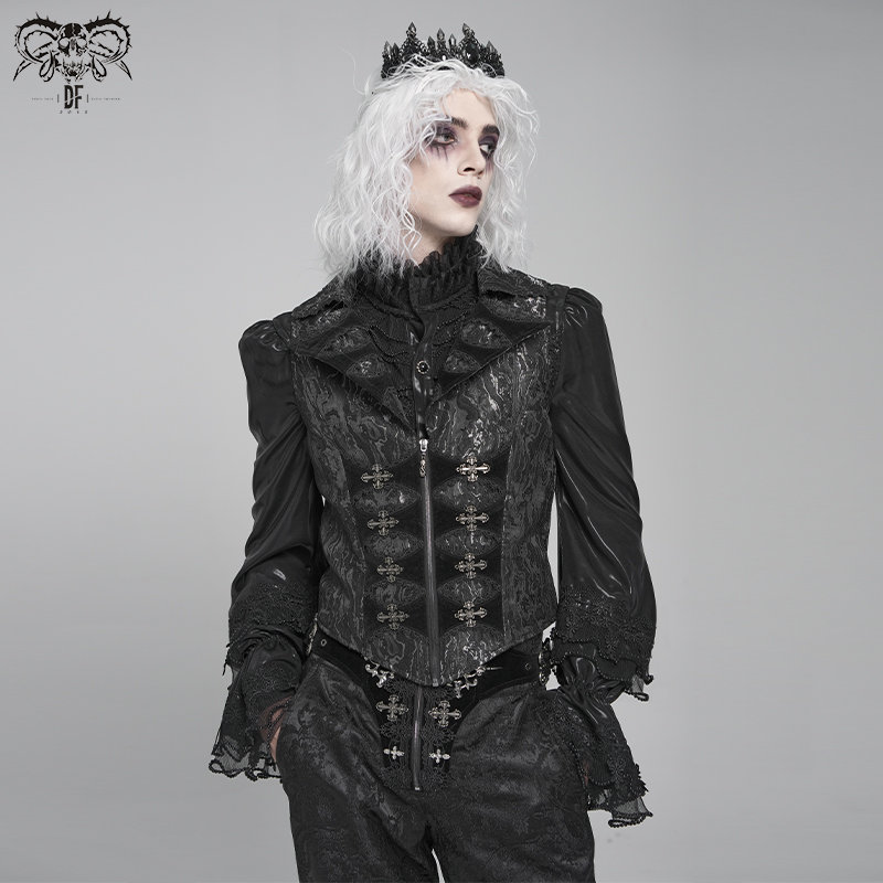 双色提花哥特燕尾款短马甲