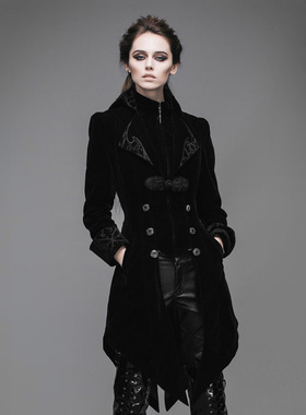 Devil Fashion 哥特领子贴布绣燕尾女式外套大衣CT02001,CT02002