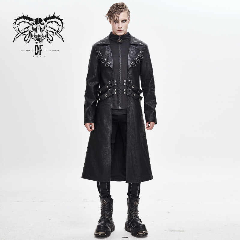 Devil fashion 中世纪服装朋克燕尾服军装风对称长皮衣【CT147】