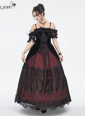 EvaLady哥特大裙摆丝绒礼服暗黑系连衣裙【ESKT04501 ESKT04502】